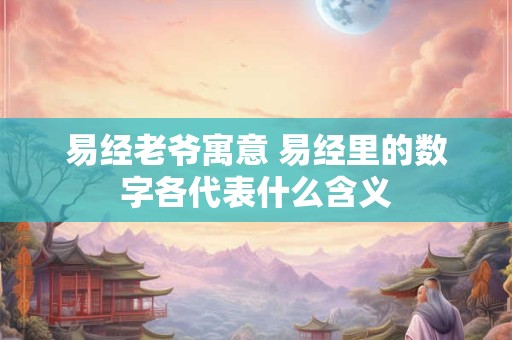 易经老爷寓意 易经里的数字各代表什么含义