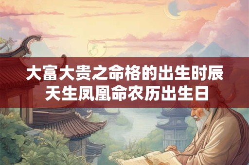 大富大贵之命格的出生时辰 天生凤凰命农历出生日
