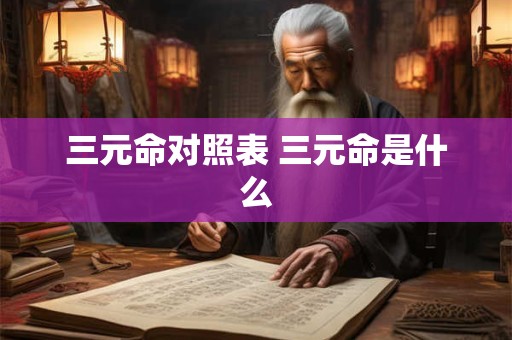 三元命对照表 三元命是什么