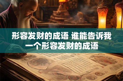形容发财的成语 谁能告诉我一个形容发财的成语