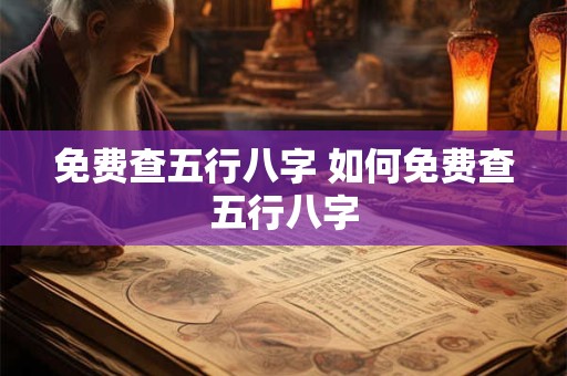 免费查五行八字 如何免费查五行八字