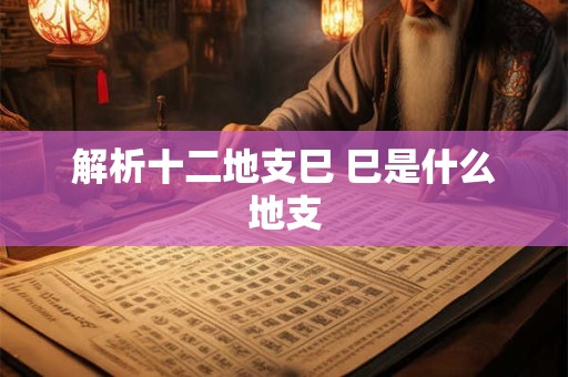 解析十二地支巳 巳是什么地支