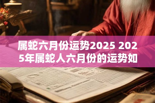 属蛇六月份运势2025 2025年属蛇人六月份的运势如何