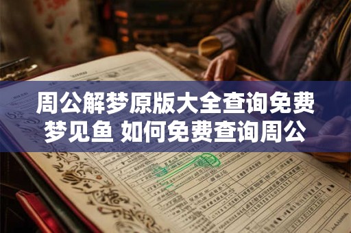 周公解梦原版大全查询免费梦见鱼 如何免费查询周公解梦大全中梦见鱼的解释