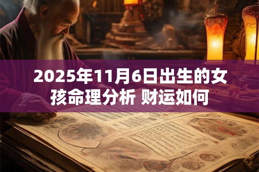 2025年11月6日出生的女孩命理分析 财运如何