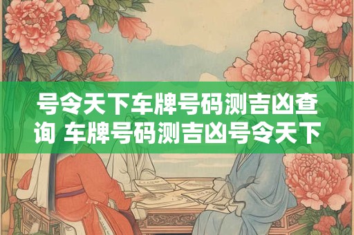 号令天下车牌号码测吉凶查询 车牌号码测吉凶号令天下