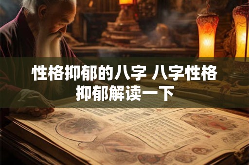 性格抑郁的八字 八字性格抑郁解读一下