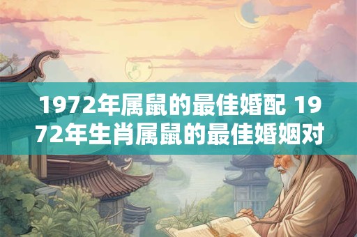 1972年属鼠的最佳婚配 1972年生肖属鼠的最佳婚姻对象是哪个生肖