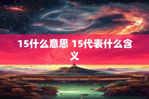 15什么意思 15代表什么含义