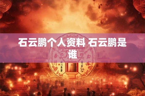 石云鹏个人资料 石云鹏是谁