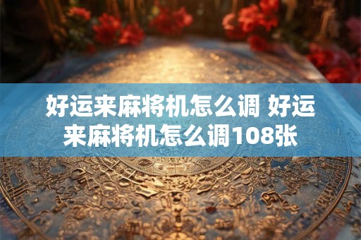 好运来麻将机怎么调 好运来麻将机怎么调108张