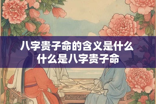 八字贵子命的含义是什么 什么是八字贵子命