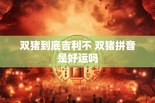 双猪到底吉利不 双猪拼音是好运吗