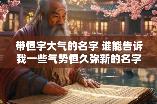 带恒字大气的名字 谁能告诉我一些气势恒久弥新的名字