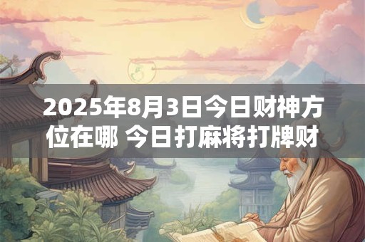 2025年8月3日今日财神方位在哪 今日打麻将打牌财神方位