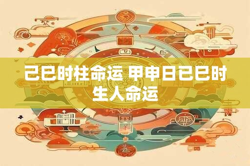 己巳时柱命运 甲申日已巳时生人命运