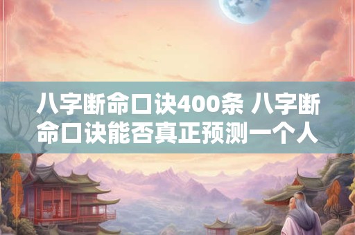 八字断命口诀400条 八字断命口诀能否真正预测一个人的命运
