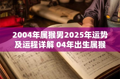 2004年属猴男2025年运势及运程详解 04年出生属猴人2025全年每月运势男性