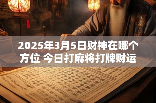 2025年3月5日财神在哪个方位 今日打麻将打牌财运方位
