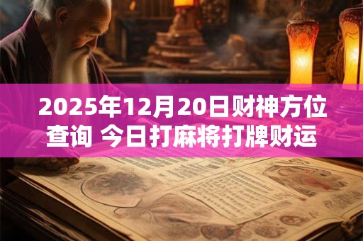 2026年12月20日财神方位查询 今日打麻将打牌财运方位