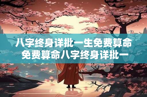 八字终身详批一生免费算命 免费算命八字终身详批一生