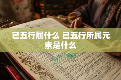 已五行属什么 已五行所属元素是什么