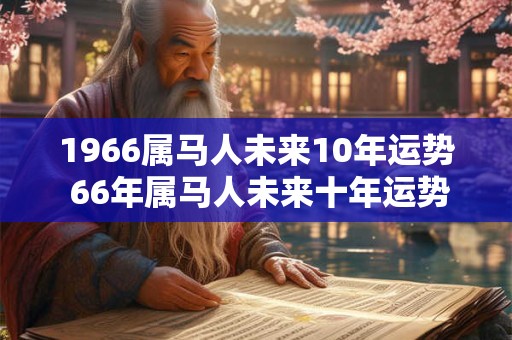 1966属马人未来10年运势 66年属马人未来十年运势走向