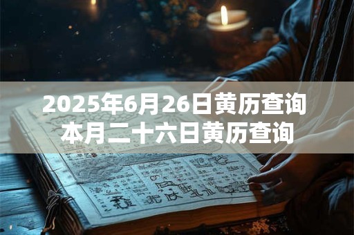 2025年6月26日黄历查询 本月二十六日黄历查询