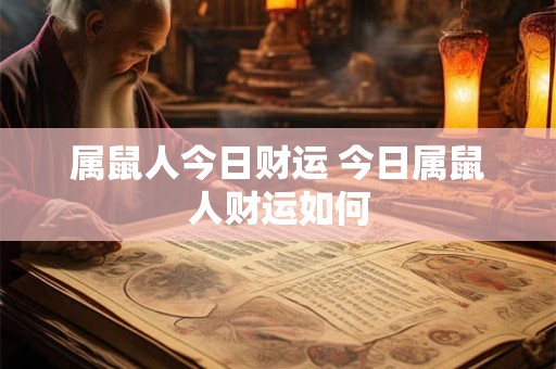 属鼠人今日财运 今日属鼠人财运如何