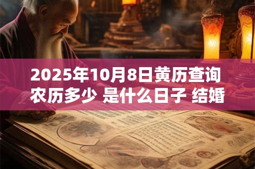 2025年10月8日黄历查询 农历多少 是什么日子 结婚吉时
