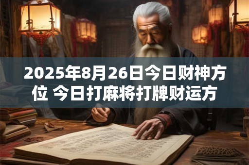 2025年8月26日今日财神方位 今日打麻将打牌财运方位