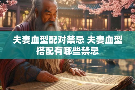 夫妻血型配对禁忌 夫妻血型搭配有哪些禁忌