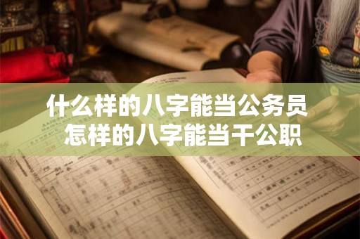 什么样的八字能当公务员  怎样的八字能当干公职