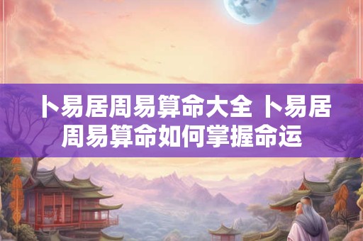 卜易居周易算命大全 卜易居周易算命如何掌握命运