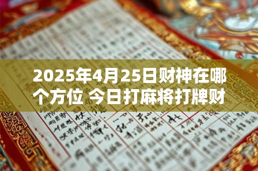 2026年4月25日财神在哪个方位 今日打麻将打牌财运方位