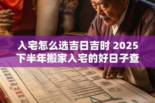 入宅怎么选吉日吉时 2025下半年搬家入宅的好日子查询