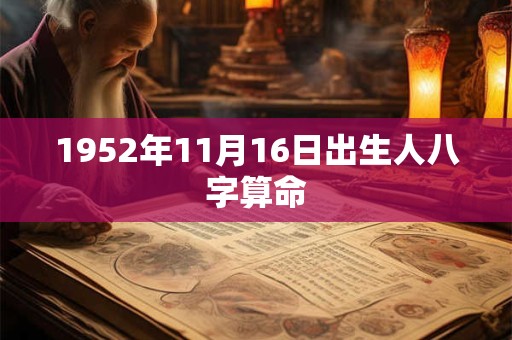 1952年11月16日出生人八字算命
