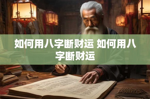 如何用八字断财运 如何用八字断财运