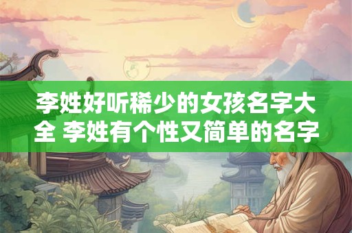 李姓好听稀少的女孩名字大全 李姓有个性又简单的名字