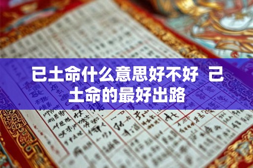 已土命什么意思好不好  己土命的最好出路