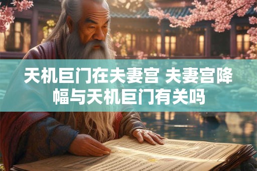 天机巨门在夫妻宫 夫妻宫降幅与天机巨门有关吗