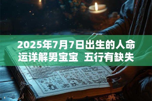 2025年7月7日出生的人命运详解男宝宝  五行有缺失吗