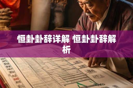 恒卦卦辞详解 恒卦卦辞解析