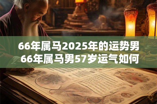 66年属马2025年的运势男 66年属马男57岁运气如何