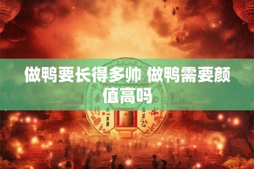 做鸭要长得多帅 做鸭需要颜值高吗