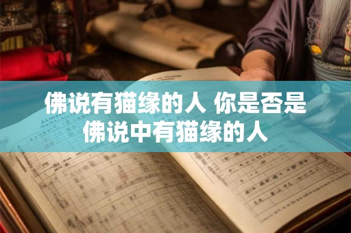 佛说有猫缘的人 你是否是佛说中有猫缘的人