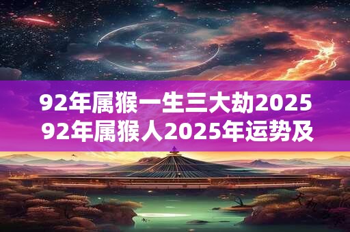 92年属猴一生三大劫2025 92年属猴人2025年运势及运程