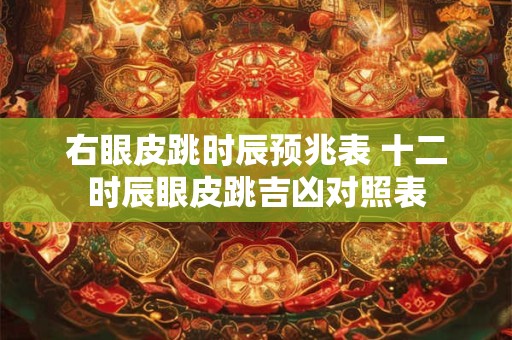 右眼皮跳时辰预兆表 十二时辰眼皮跳吉凶对照表