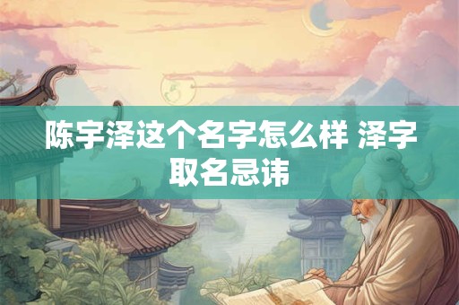 陈宇泽这个名字怎么样 泽字取名忌讳