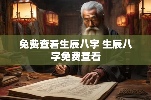 免费查看生辰八字 生辰八字免费查看